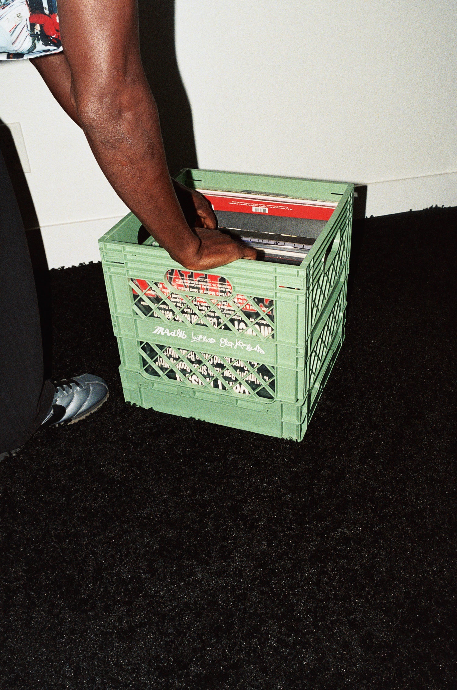 Collapsable Record Crate, Sage