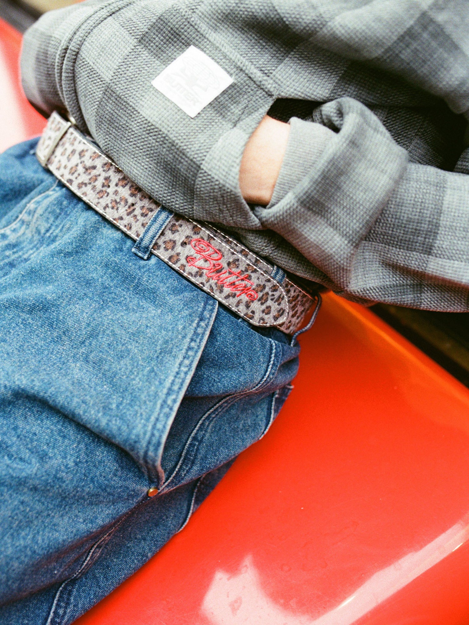 Animal Hide Belt, Grey Leopard