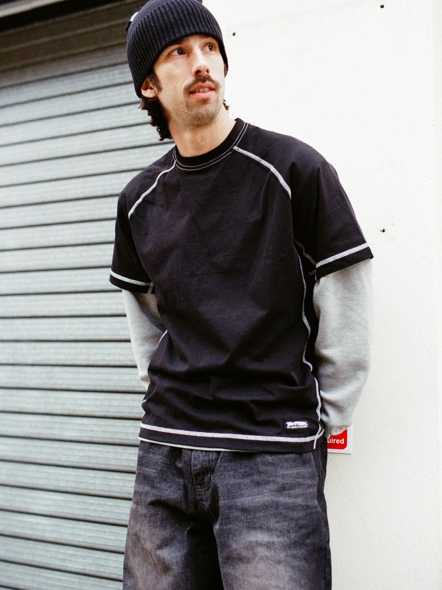 Cliff Contrast Tee, Black