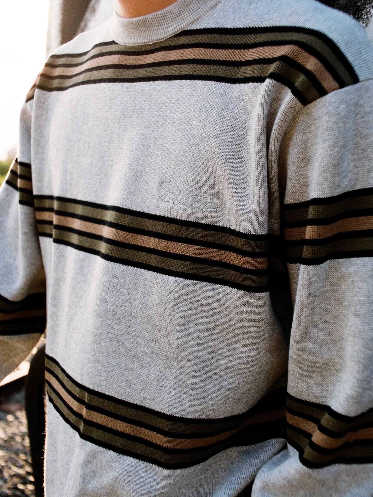 Stripe Knit Sweater, Grey