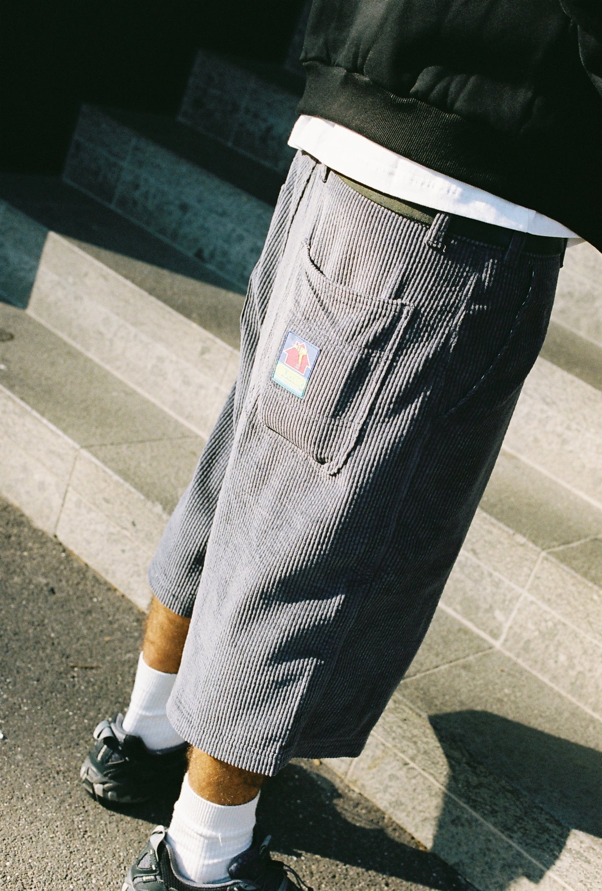 Cord Work Shorts, Blue Plaid