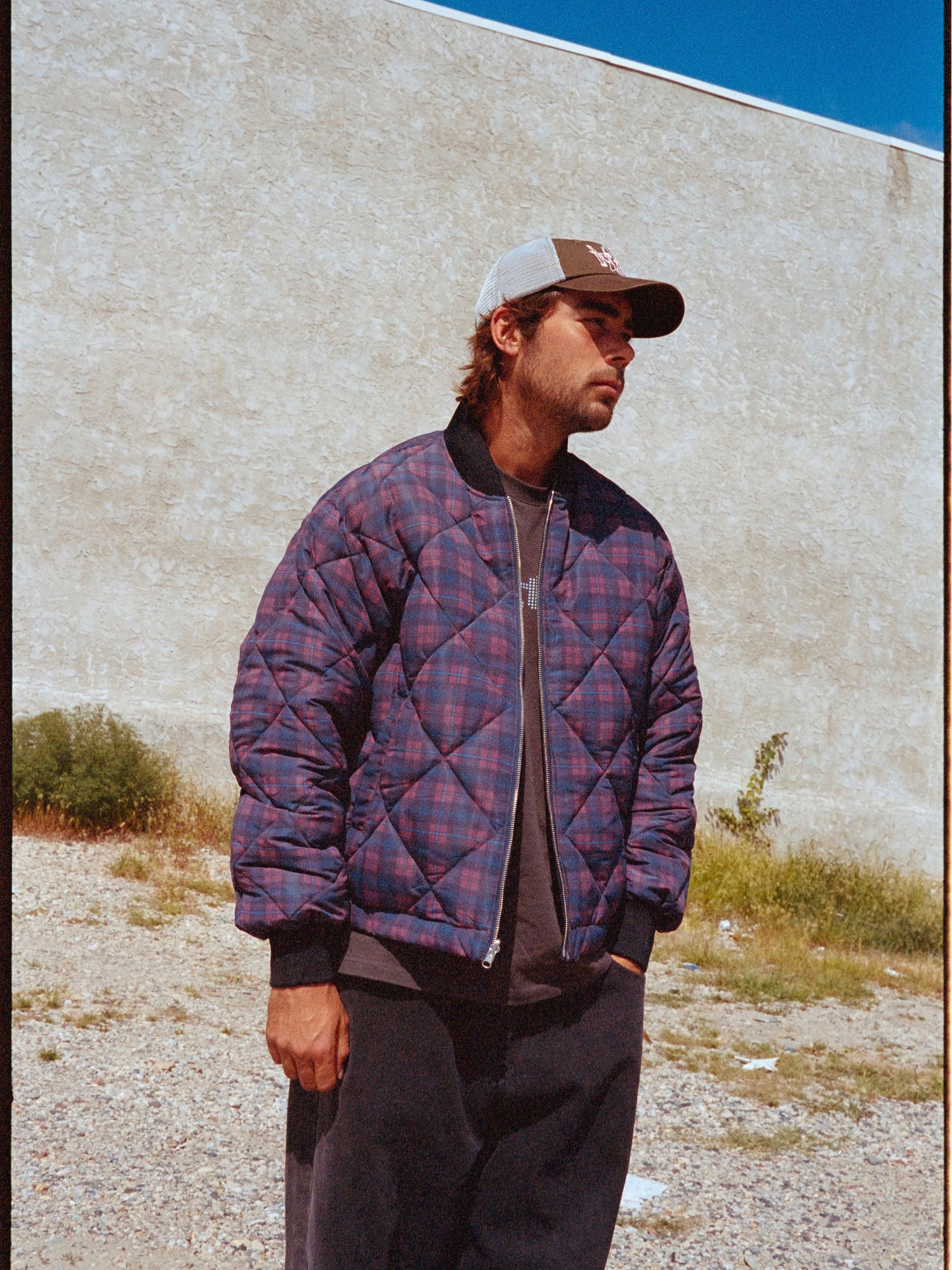 Reversible Bomber Jacket, Navy / Plaid