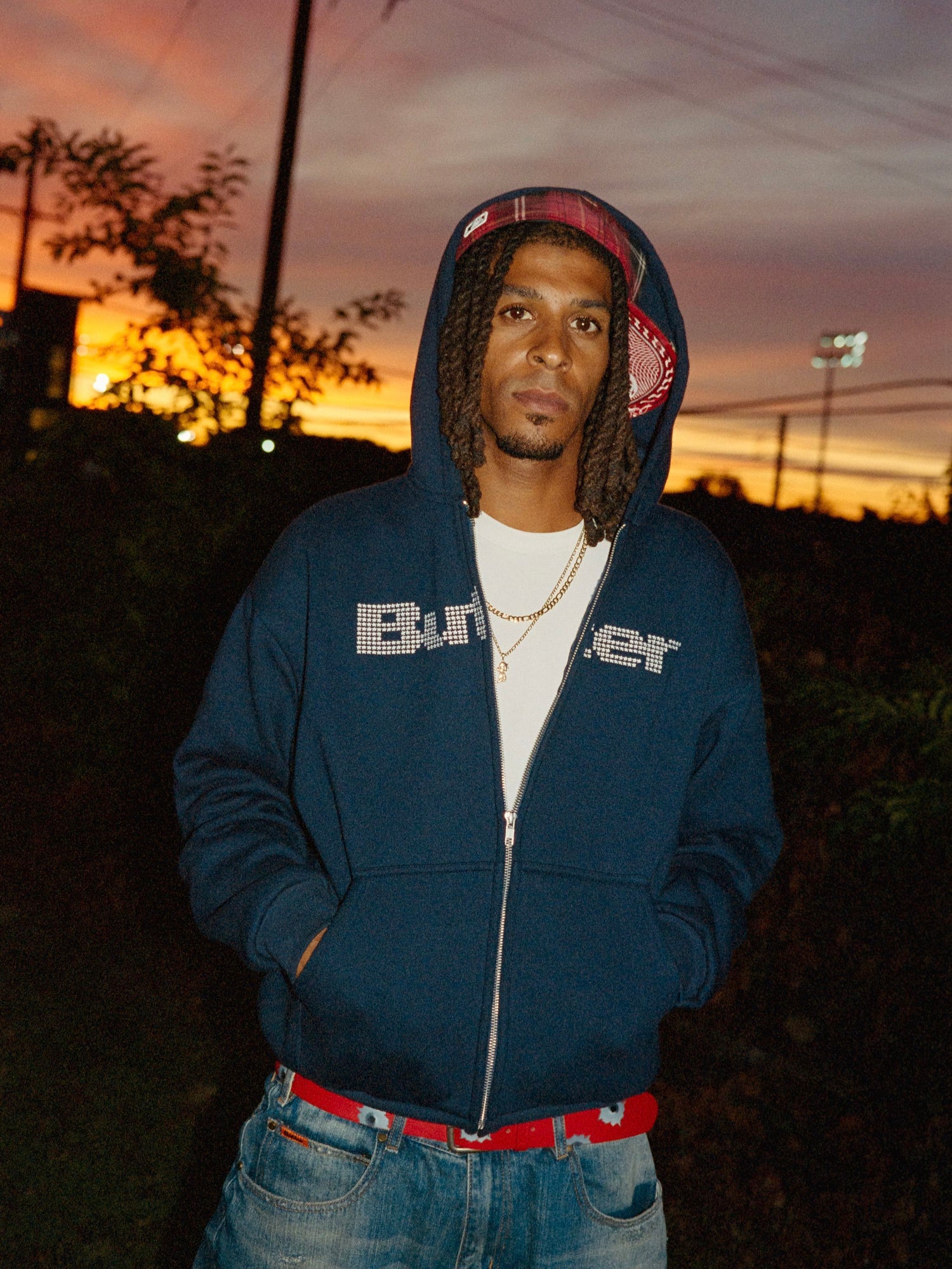 Stars Zip-Thru Hood, Ash