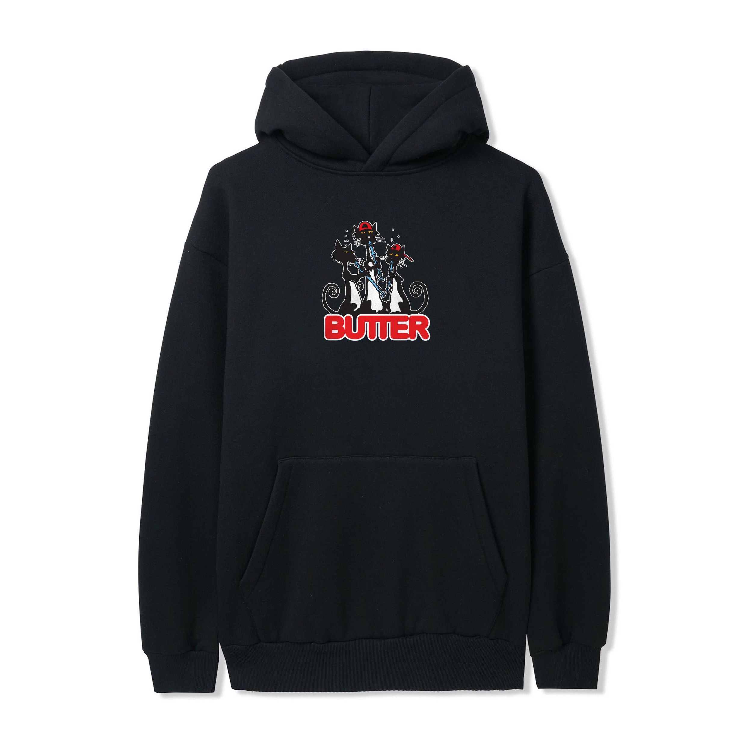 【BUTTER GOODS】 Puff Rounded Logo Pullover Hood : Black butter-goods-puff-rounded-logo