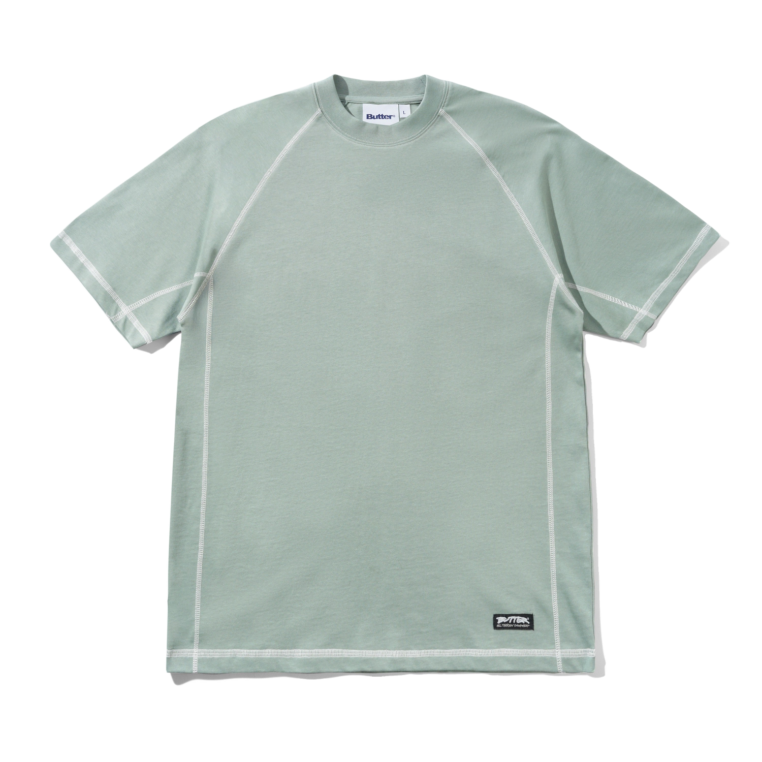 Cliff Contrast Tee, Dull Mint