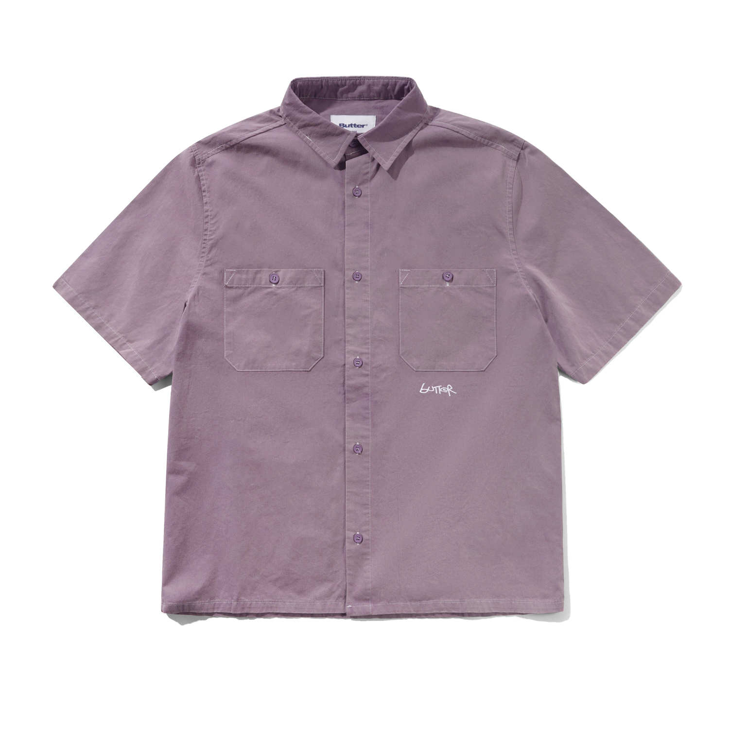 Contrast Stitch S/S Shirt, Eggplant
