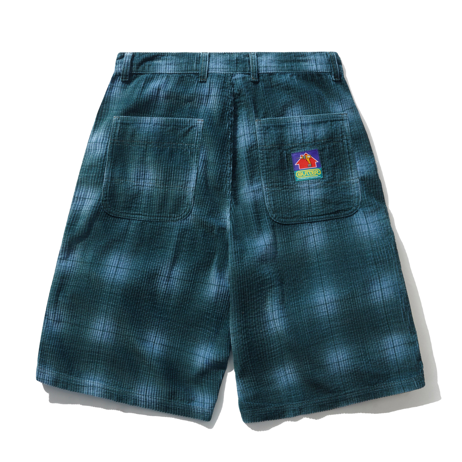 Cord Work Shorts, Blue Plaid