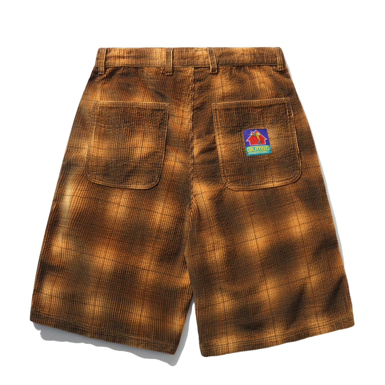 Cord Work Shorts, Mustard Plaid