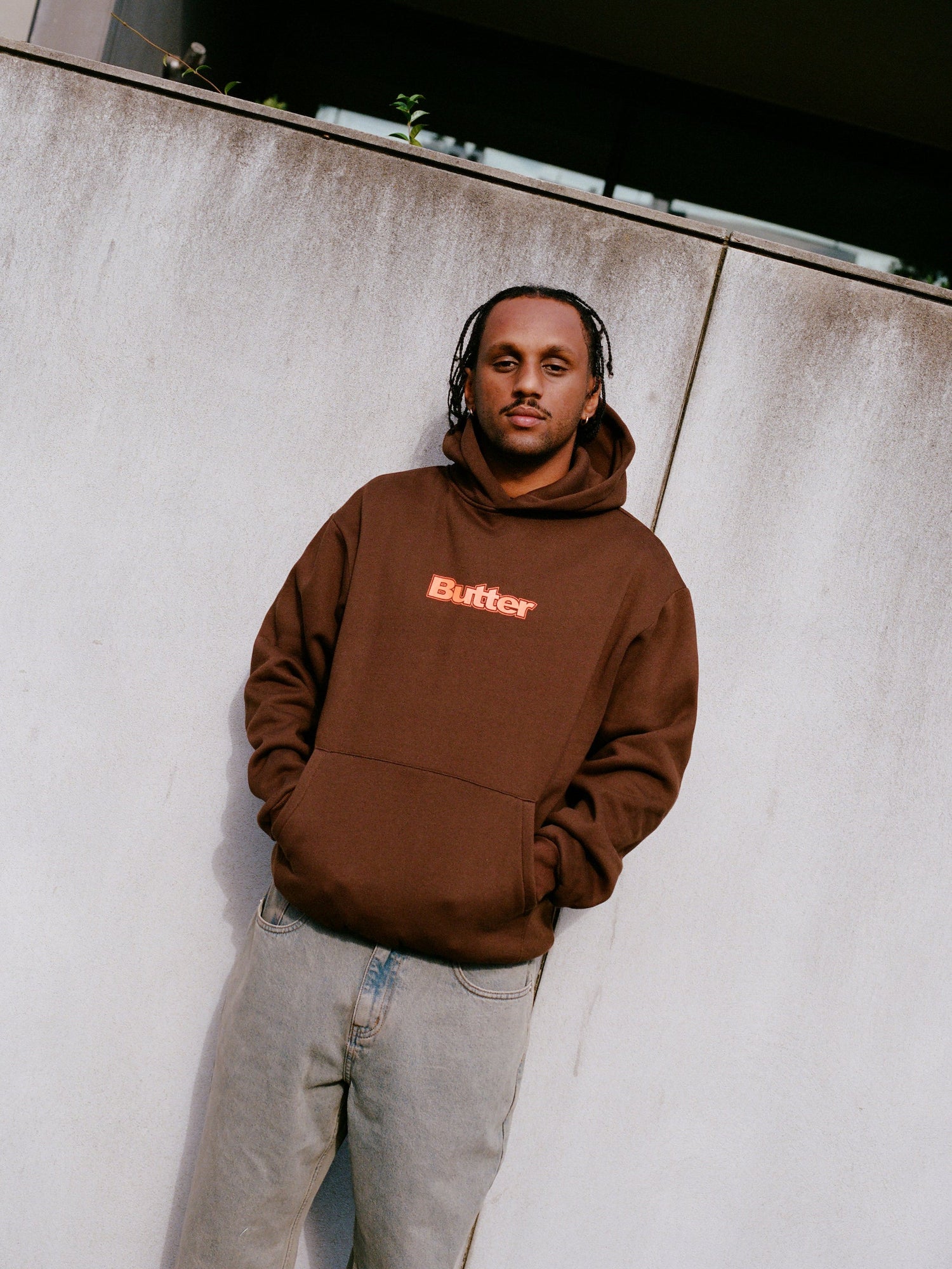 Logo Pullover Hood, Dark Brown