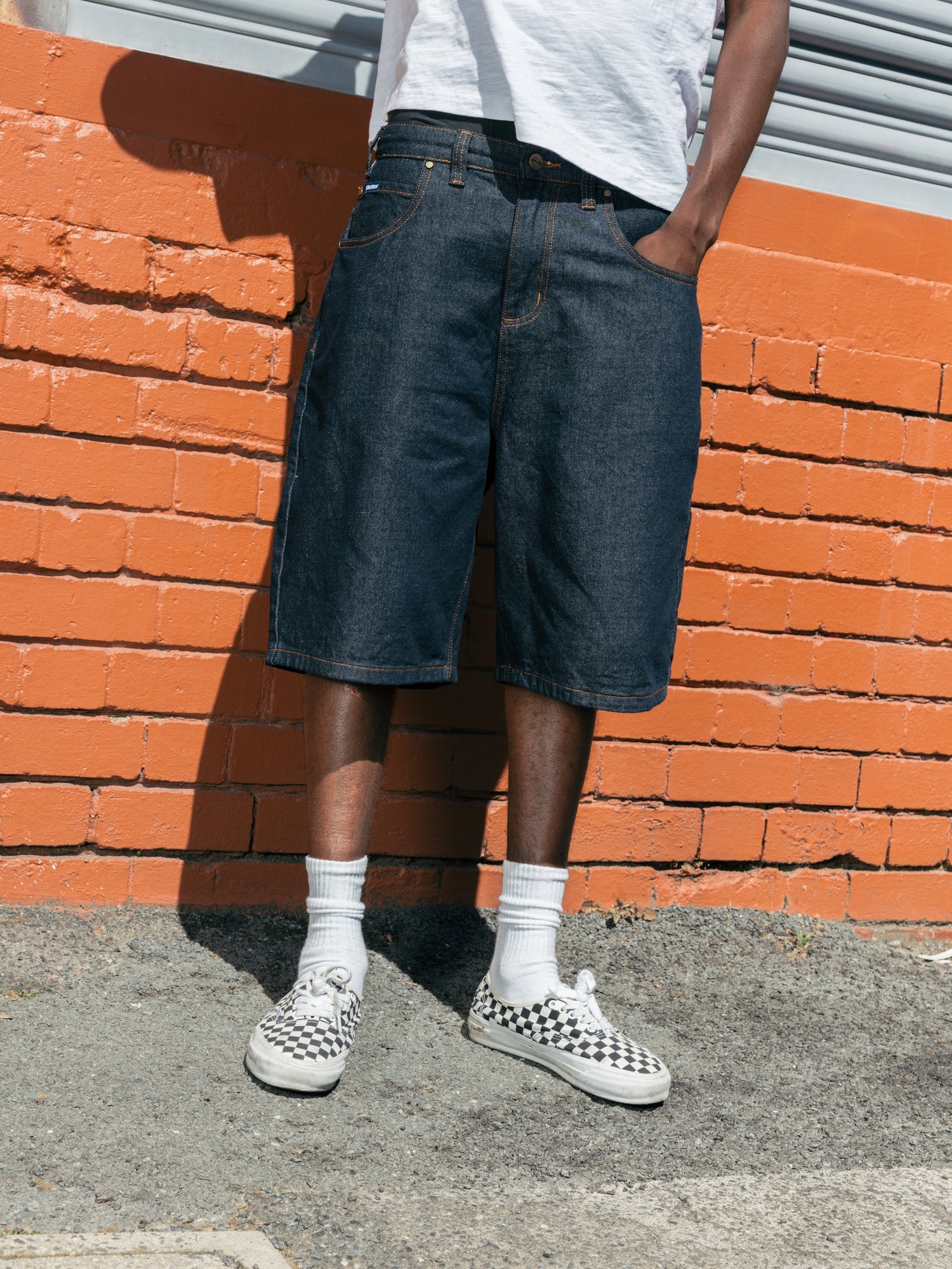 Baggy Denim Shorts, Grey Wash