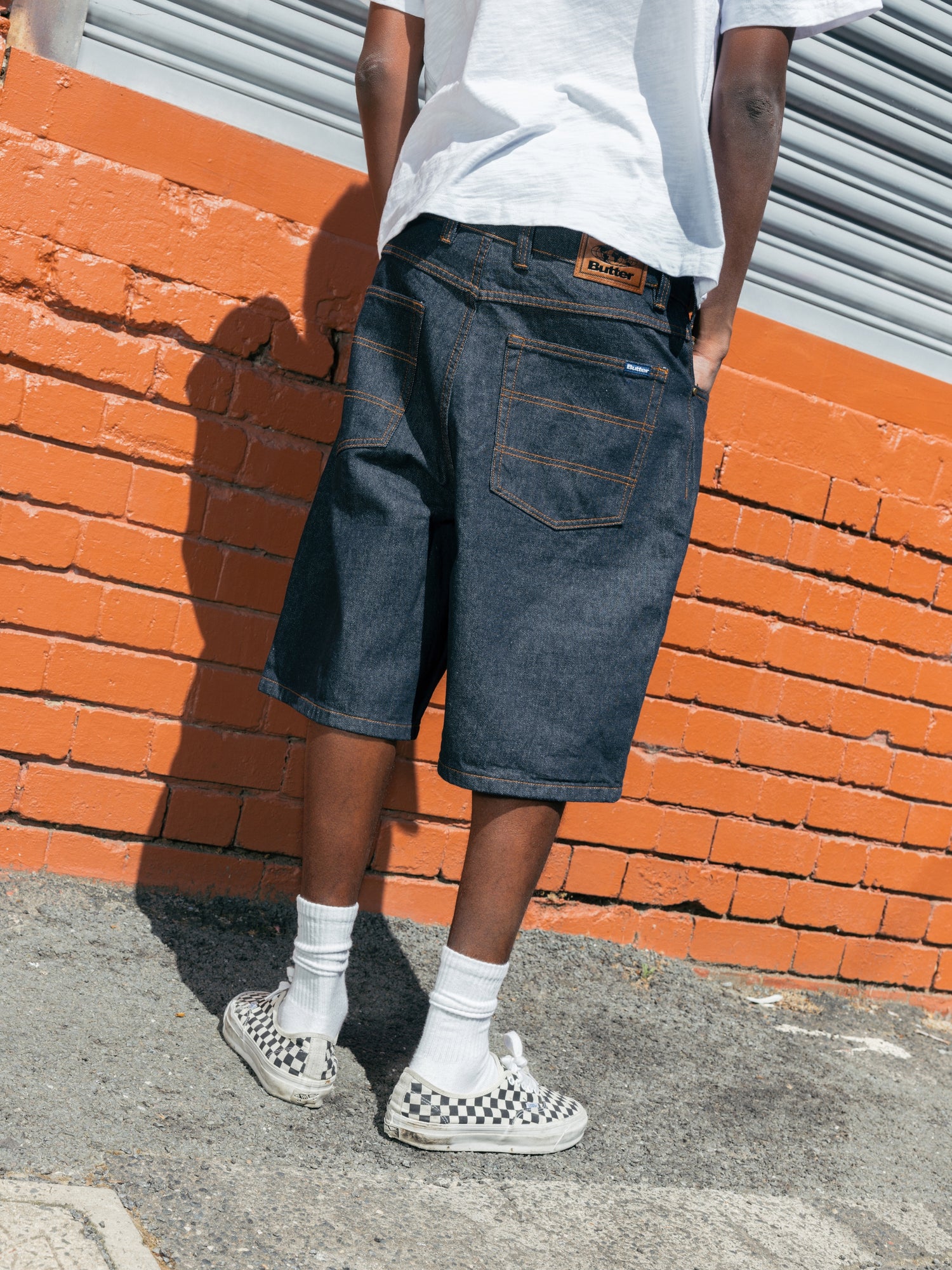 Baggy Denim Shorts, Flat Black