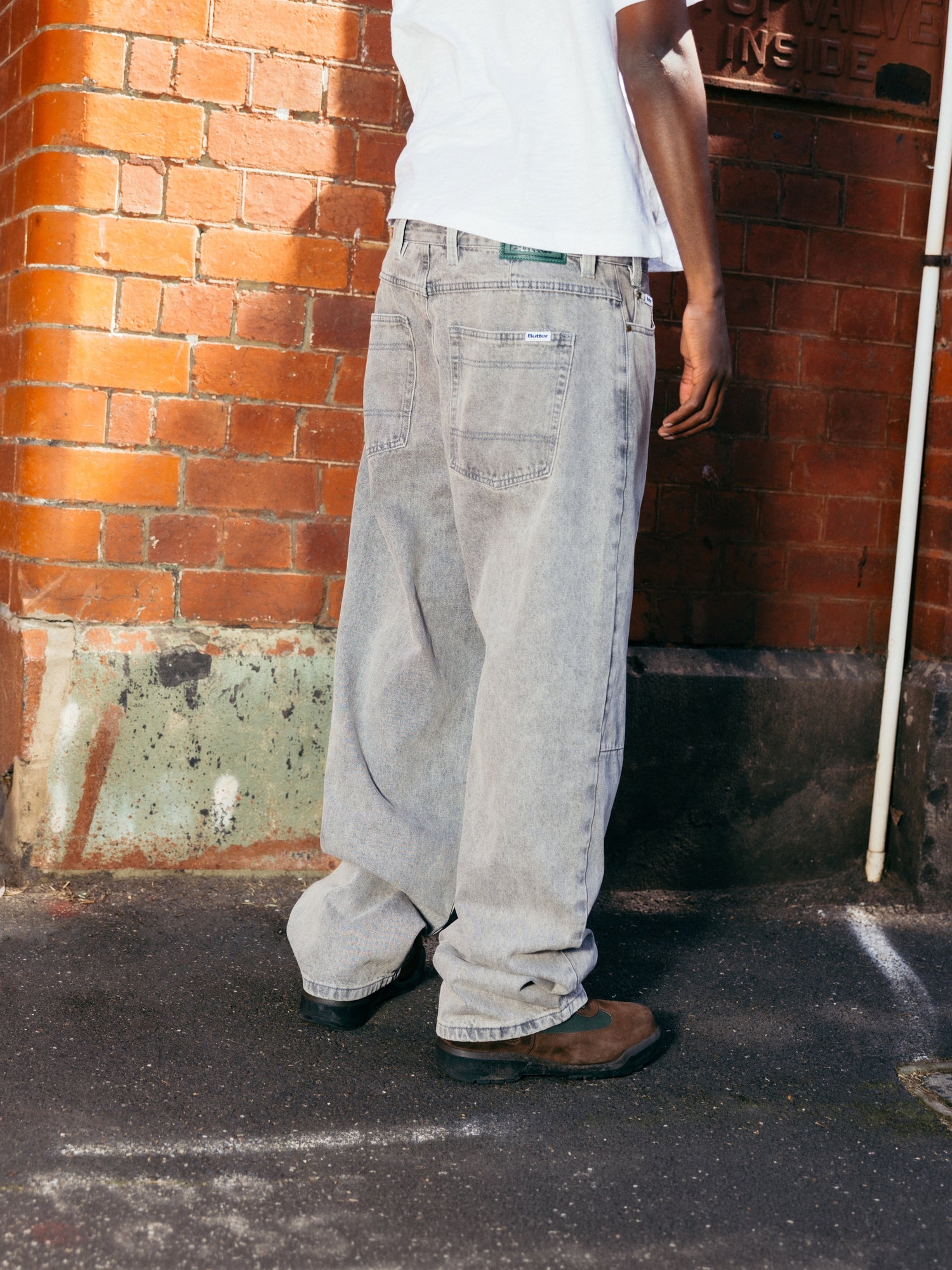Wide Cut Denim Jeans, Flat Black
