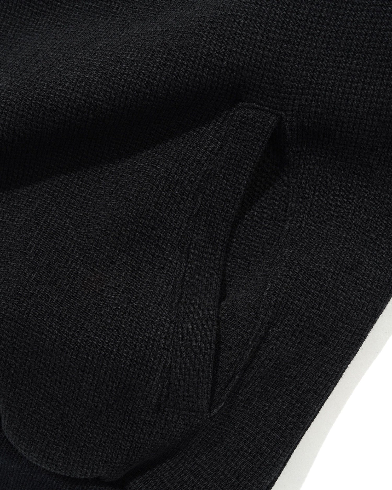 Funnel Neck Waffle Zip-Thru, Washed Black