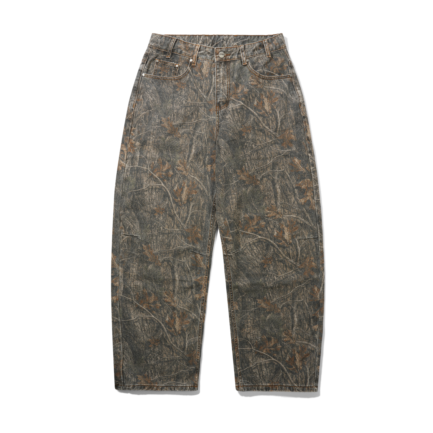 Wide Cut Denim Jeans, Forest Camo