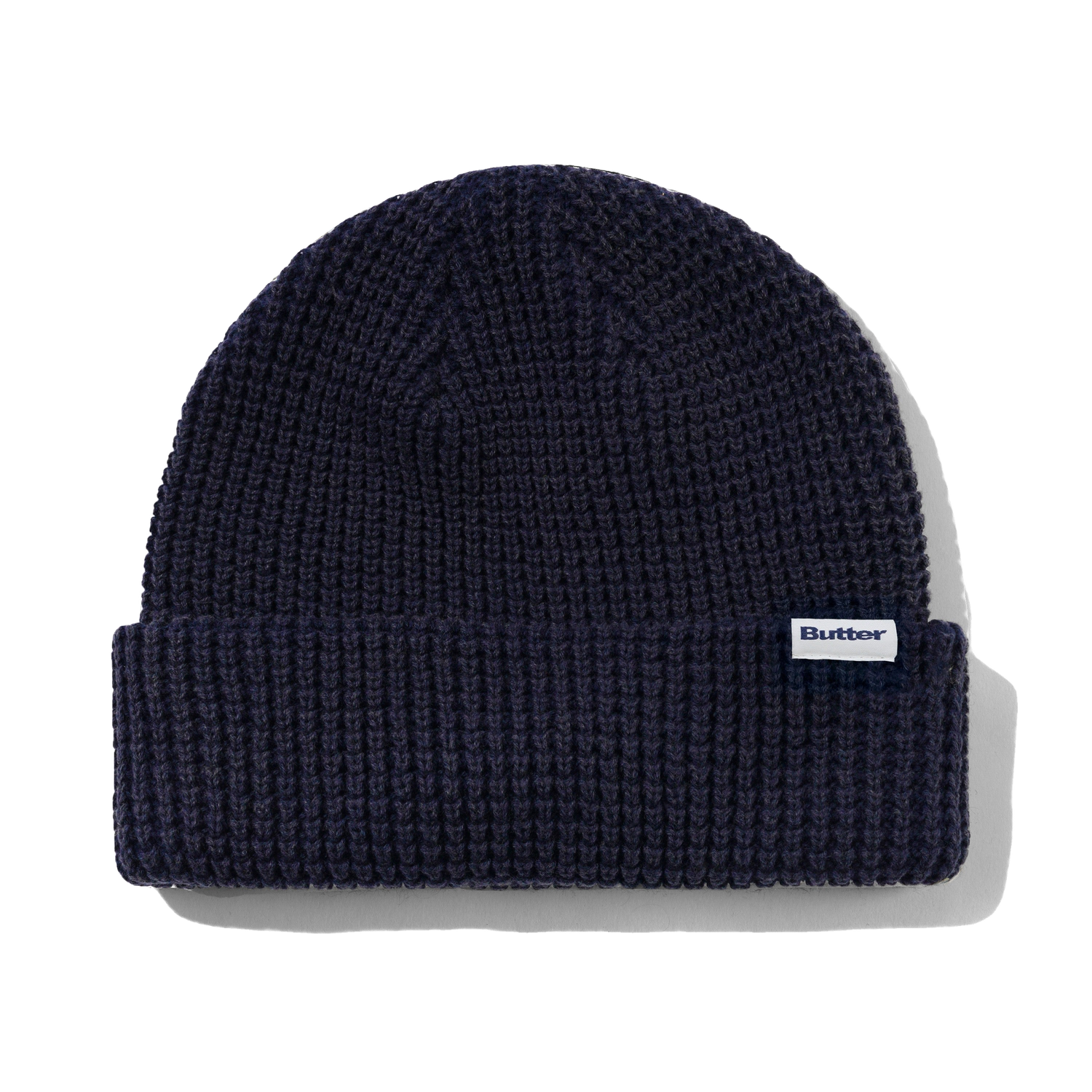 Distressed Waffle Knit Beanie, Washed Navy