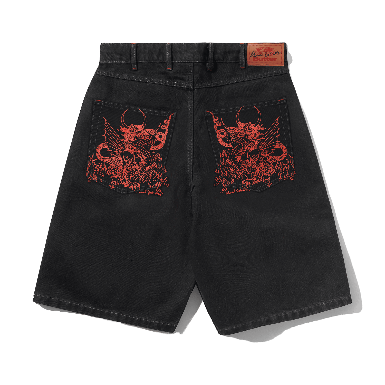 Dragon Denim Shorts, Washed Black