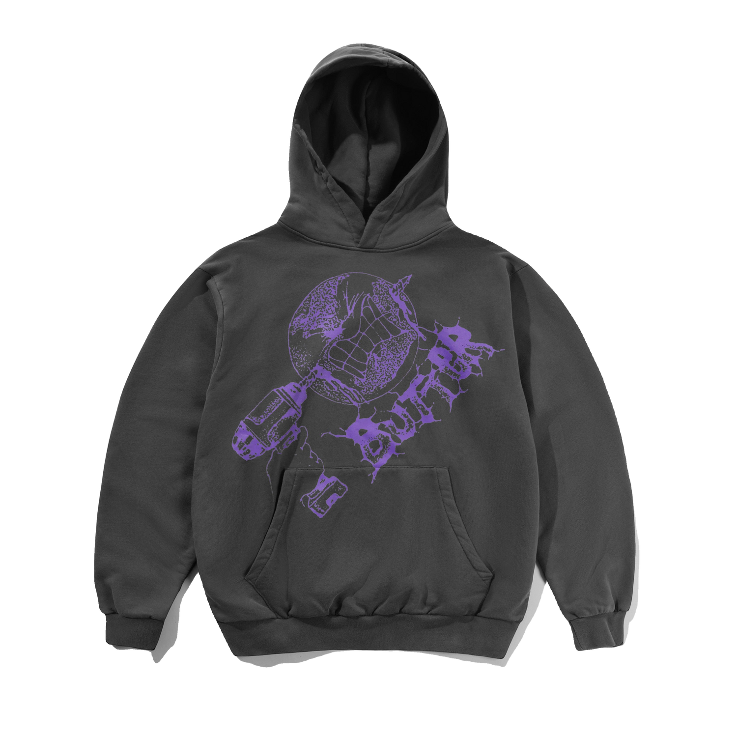 Drill Pullover Hood, Washed Dark Grey