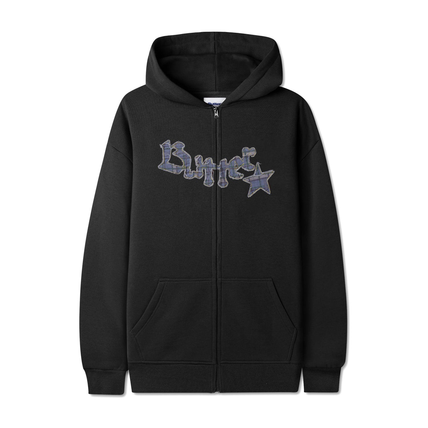 Edge Applique Zip-Thru Hood, Black