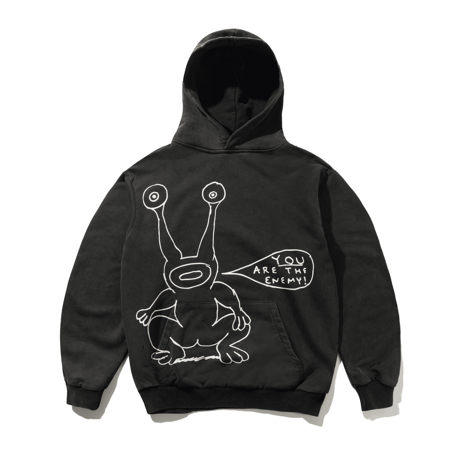 Enemy Pullover Hood, Distressed Washed Black