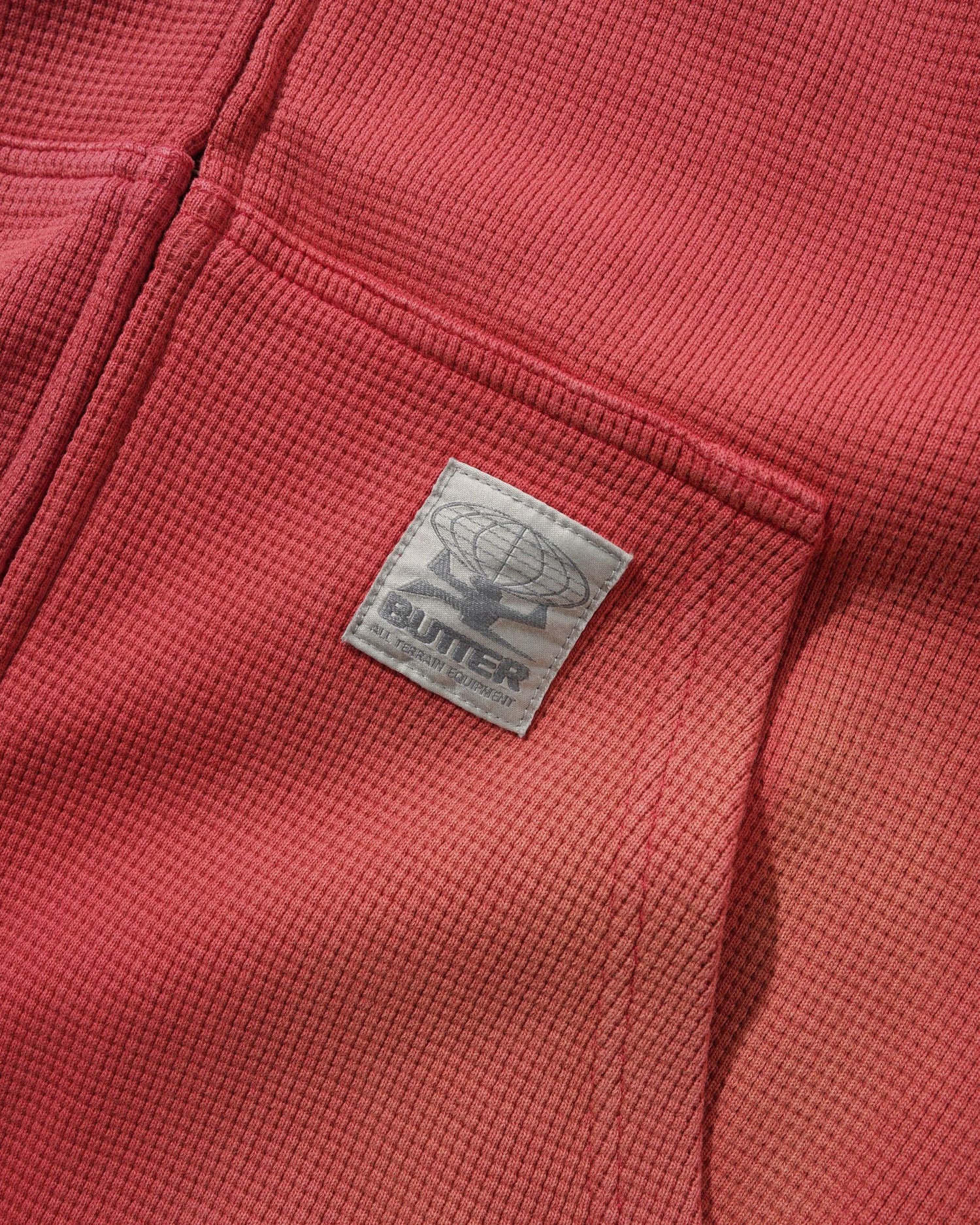 Faded Waffle Zip-Thru Hood, Washed Red