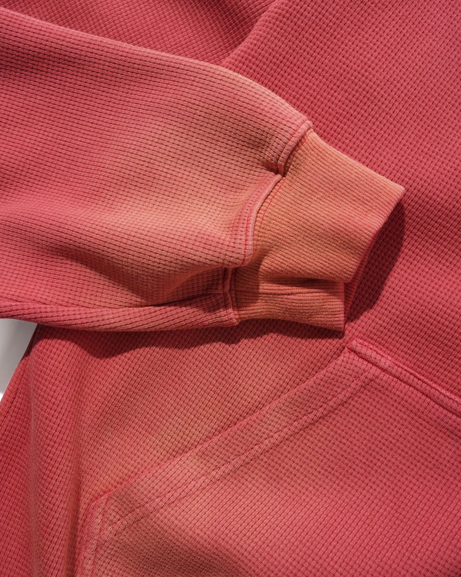 Faded Waffle Zip-Thru Hood, Washed Red