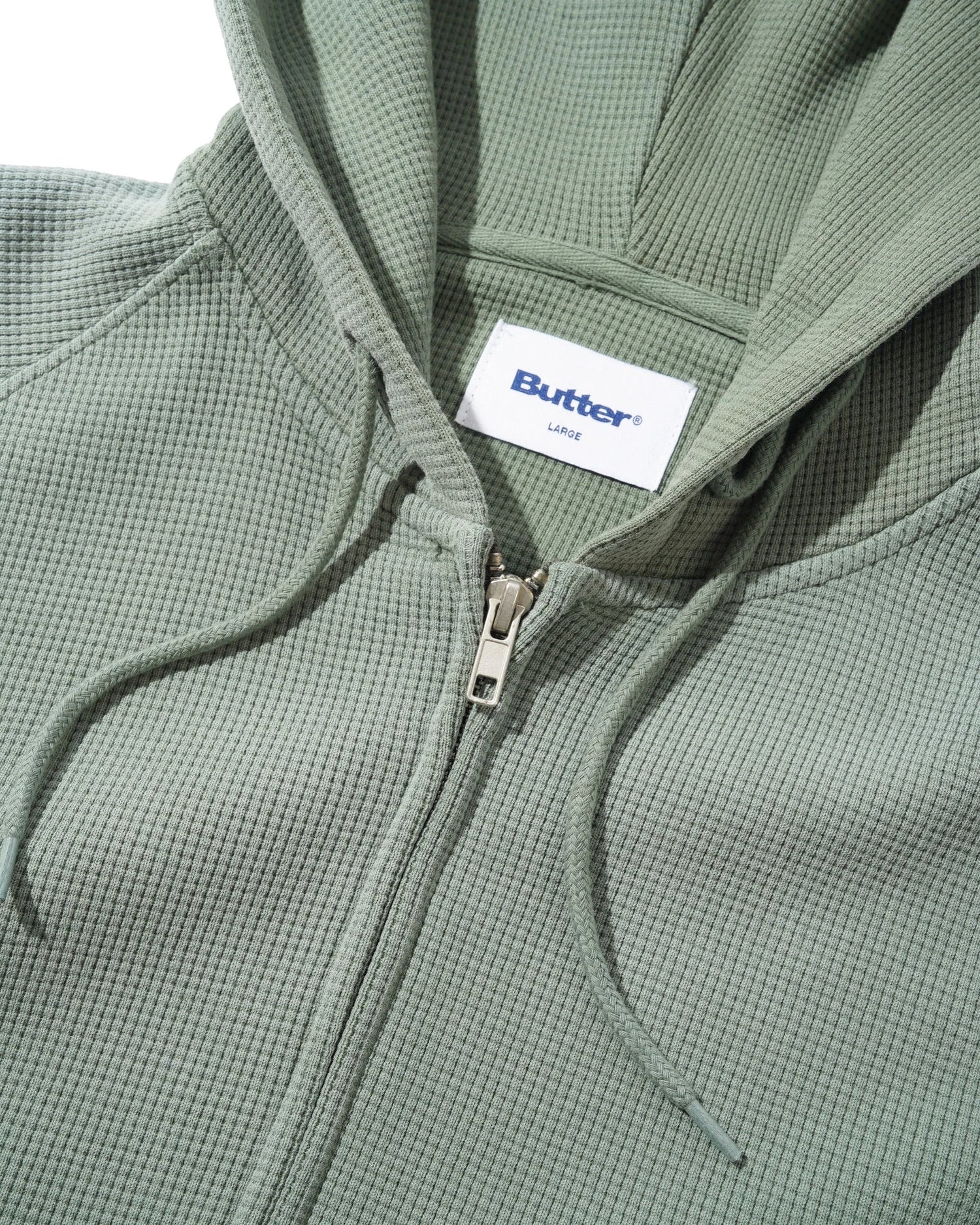 Faded Waffle Zip-Thru Hood, Washed Sage
