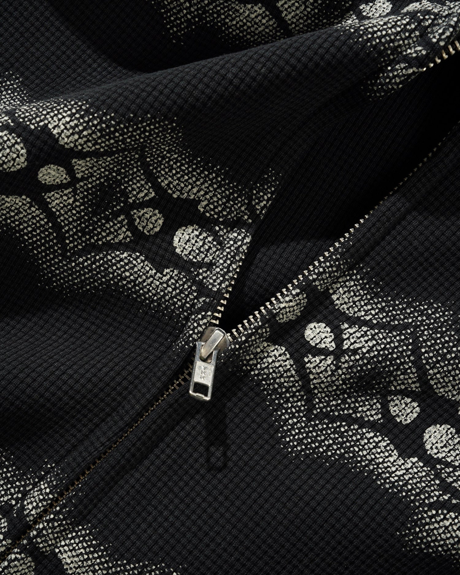 Faded Waffle Zip-Thru Hood, Washed Black