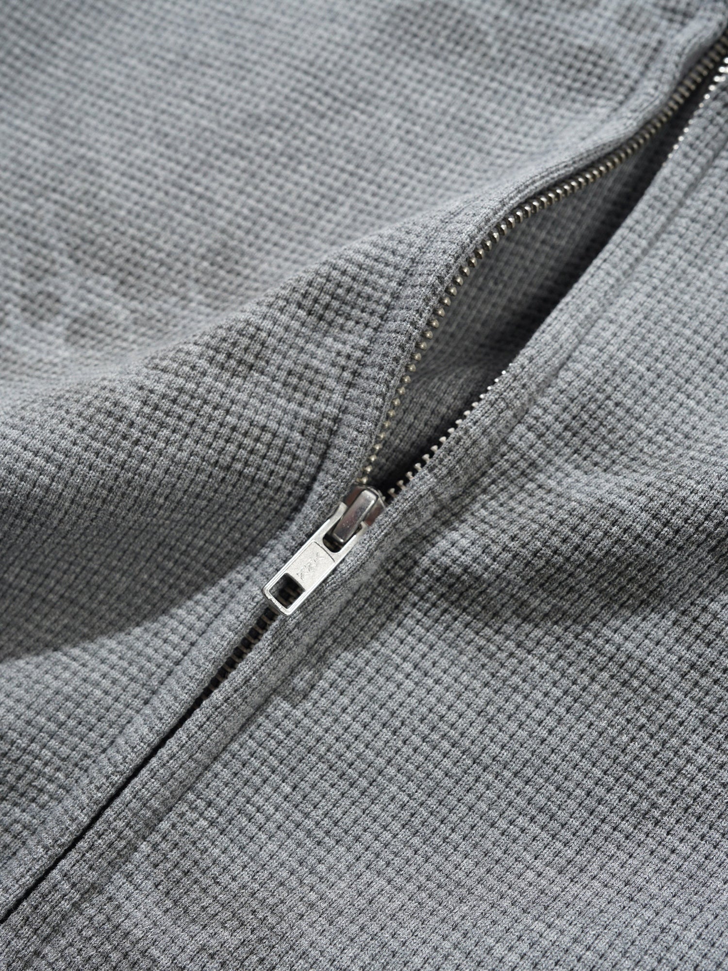 Faded Waffle Zip-Thru Hood, Washed Grey
