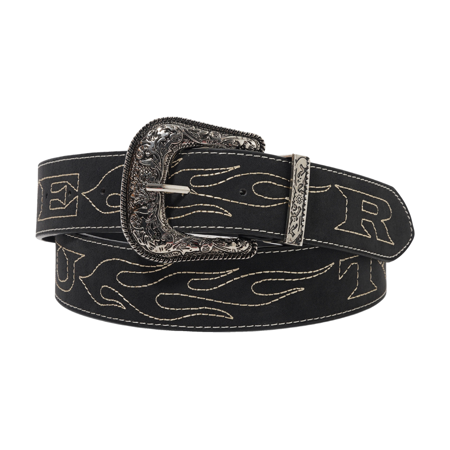 Flame Stitch Belt, Black