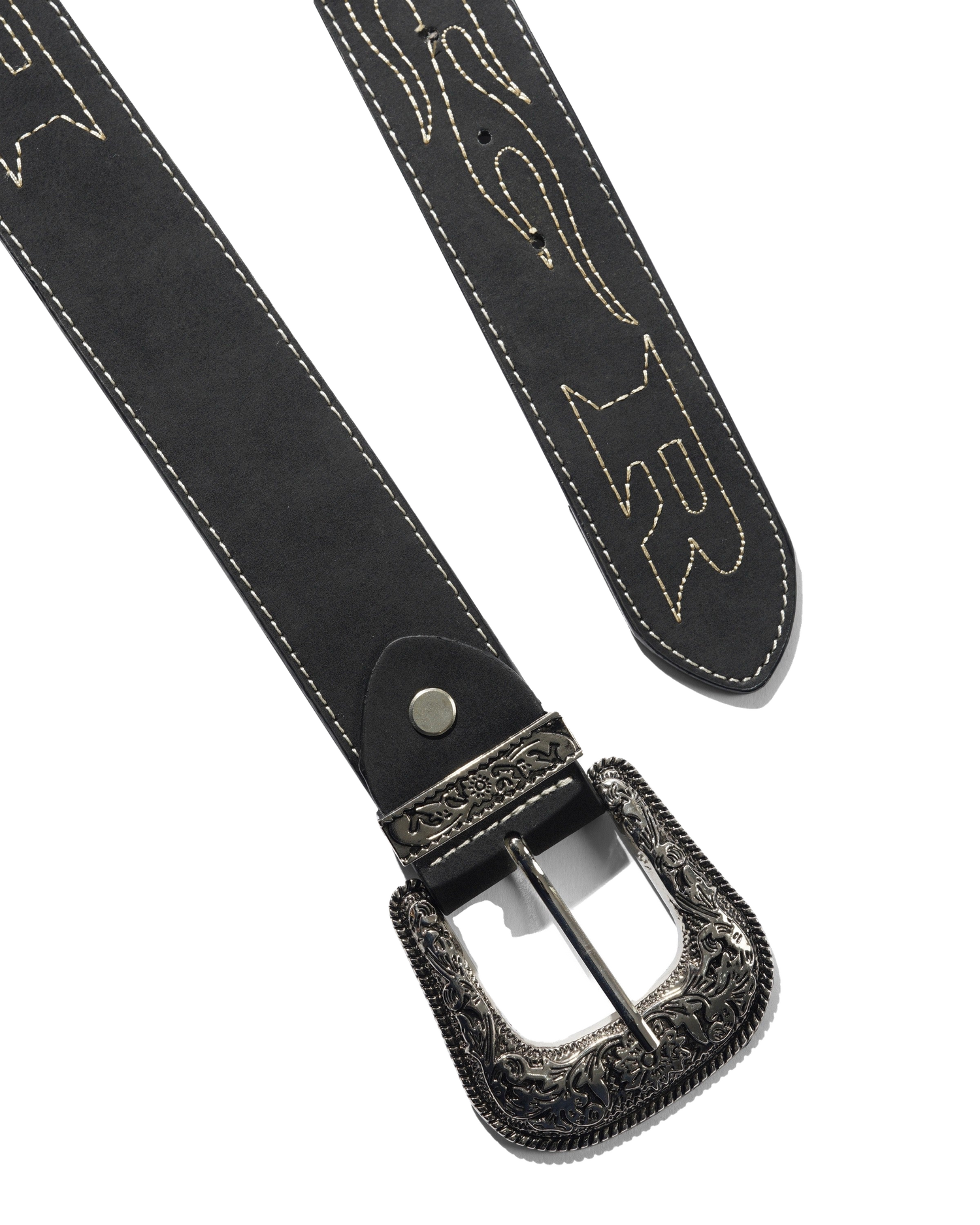 Flame Stitch Belt, Black