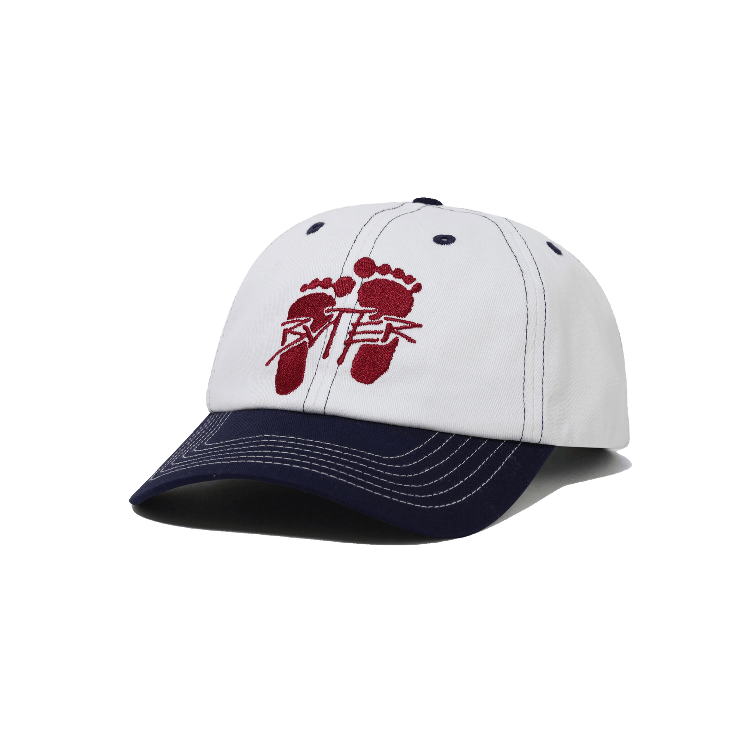 Footprints 6 Panel Cap, White
