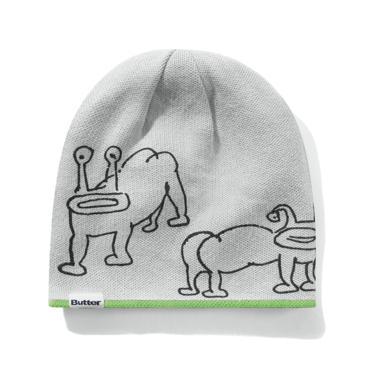 Frog Reversible Beanie, Lime / Grey