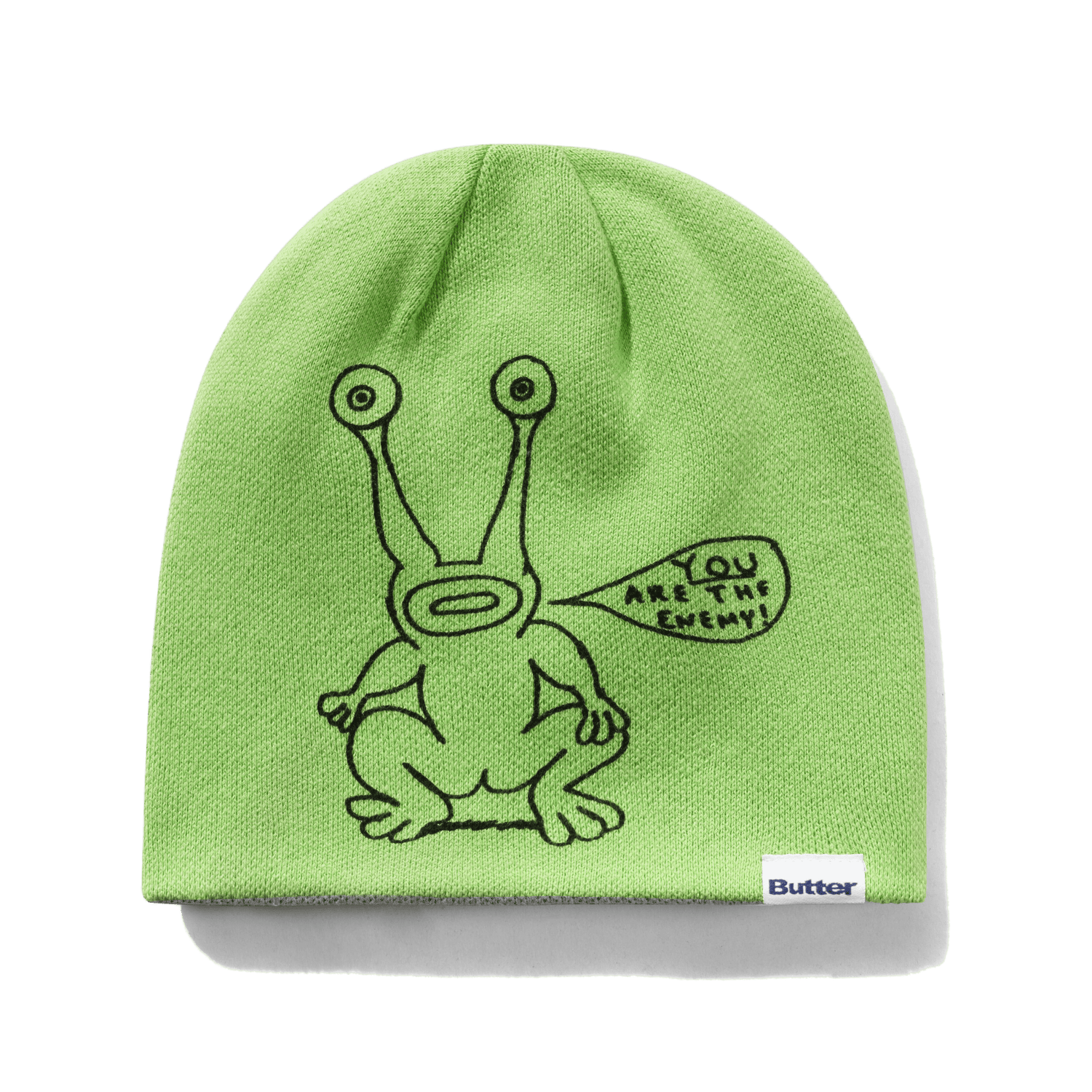 Frog Reversible Beanie, Lime / Grey