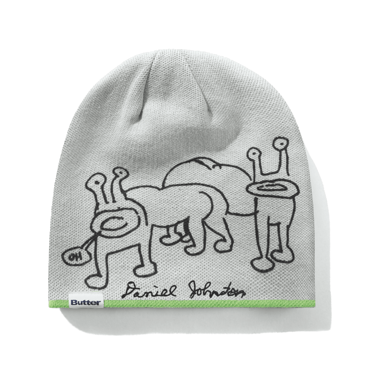 Frog Reversible Beanie, Lime / Grey
