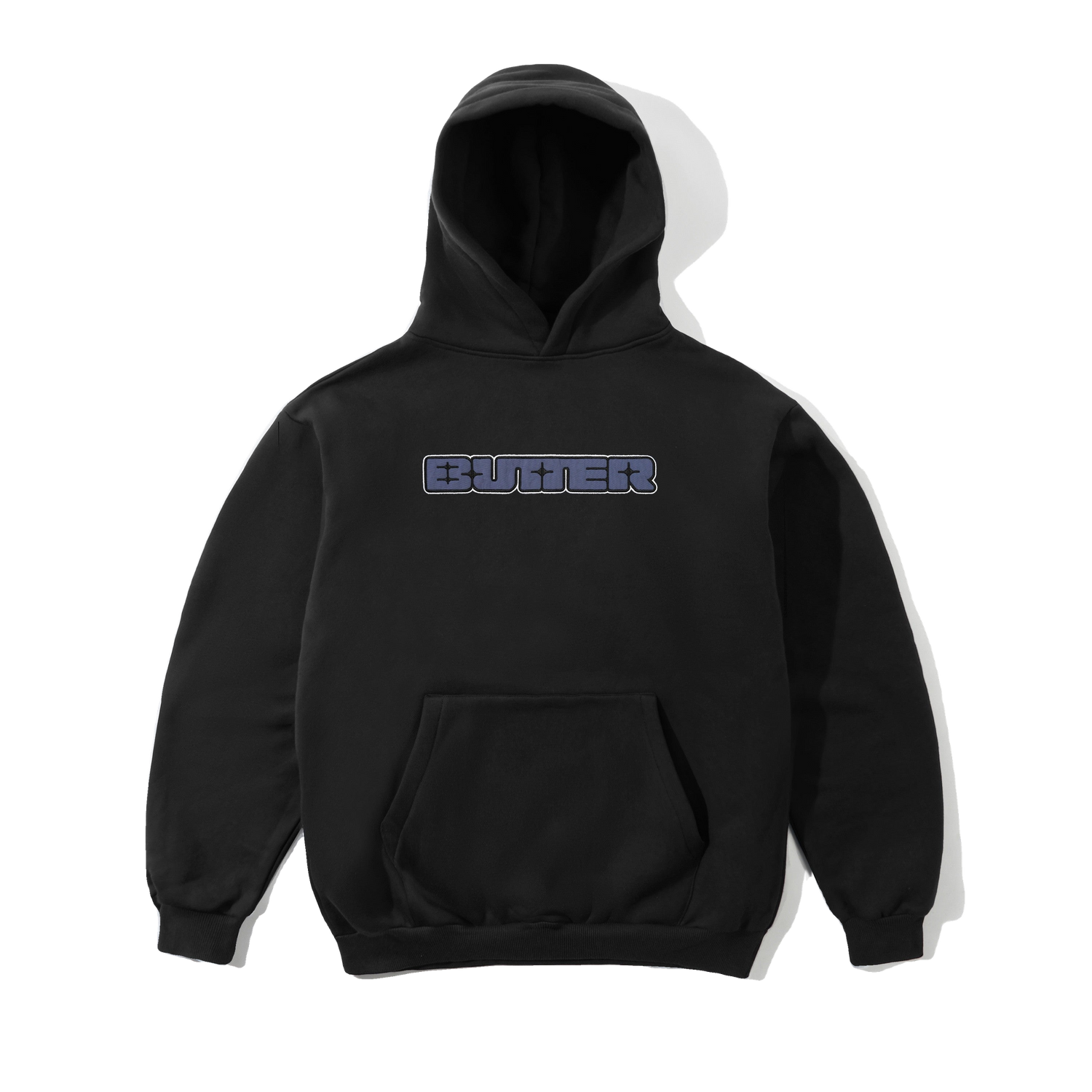 Glint Nylon Applique Pullover Hood, Black