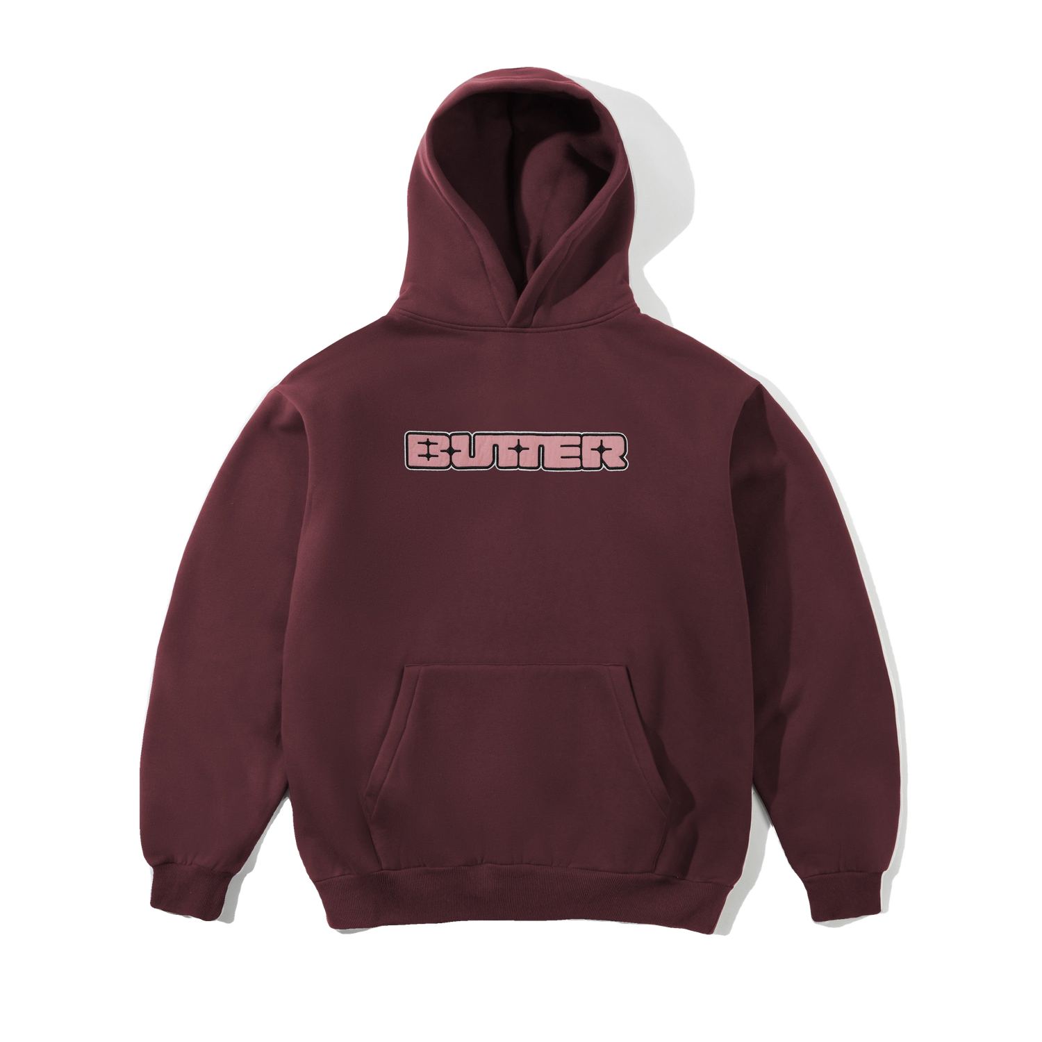 Glint Nylon Applique Pullover Hood, Burgundy