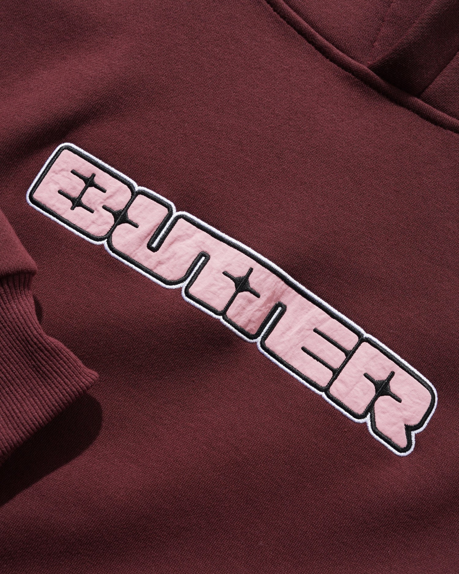 Glint Nylon Applique Pullover Hood, Burgundy