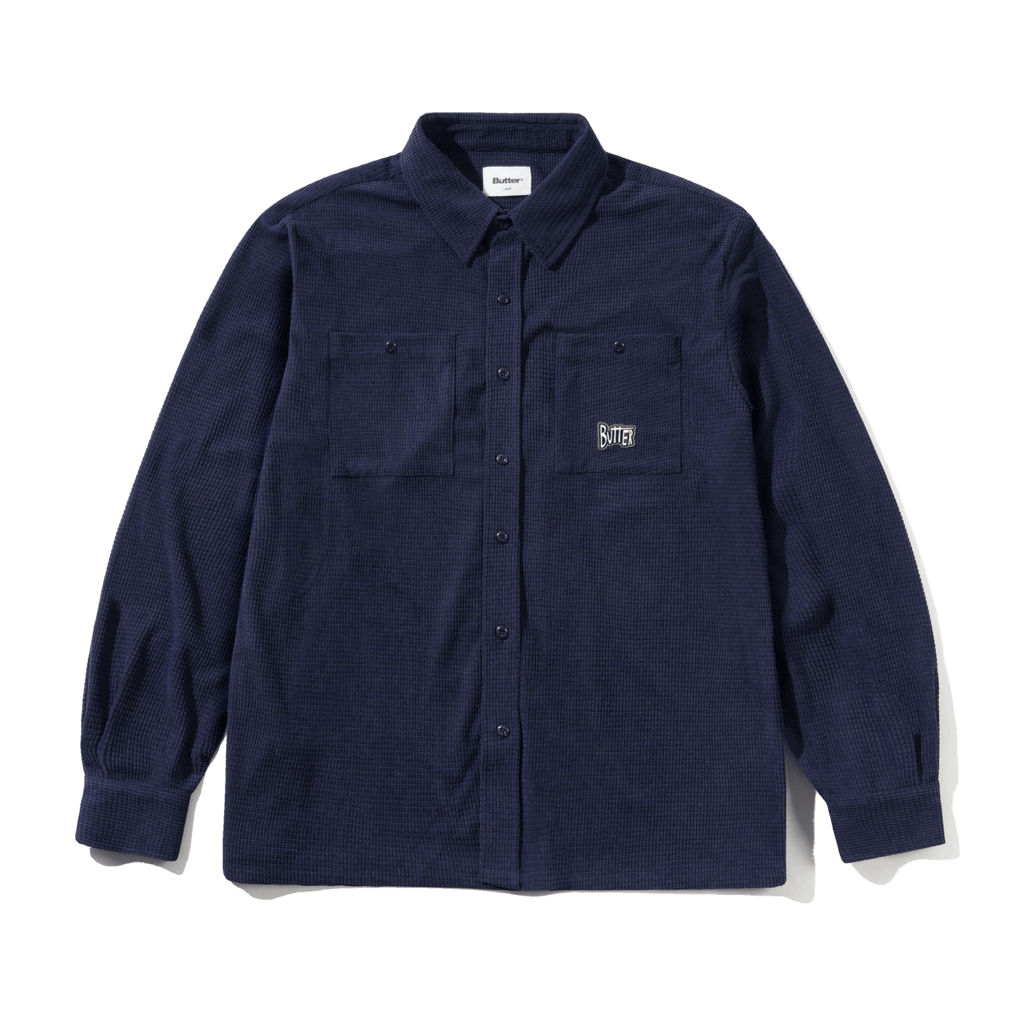 Grid Cord Overshirt, Navy