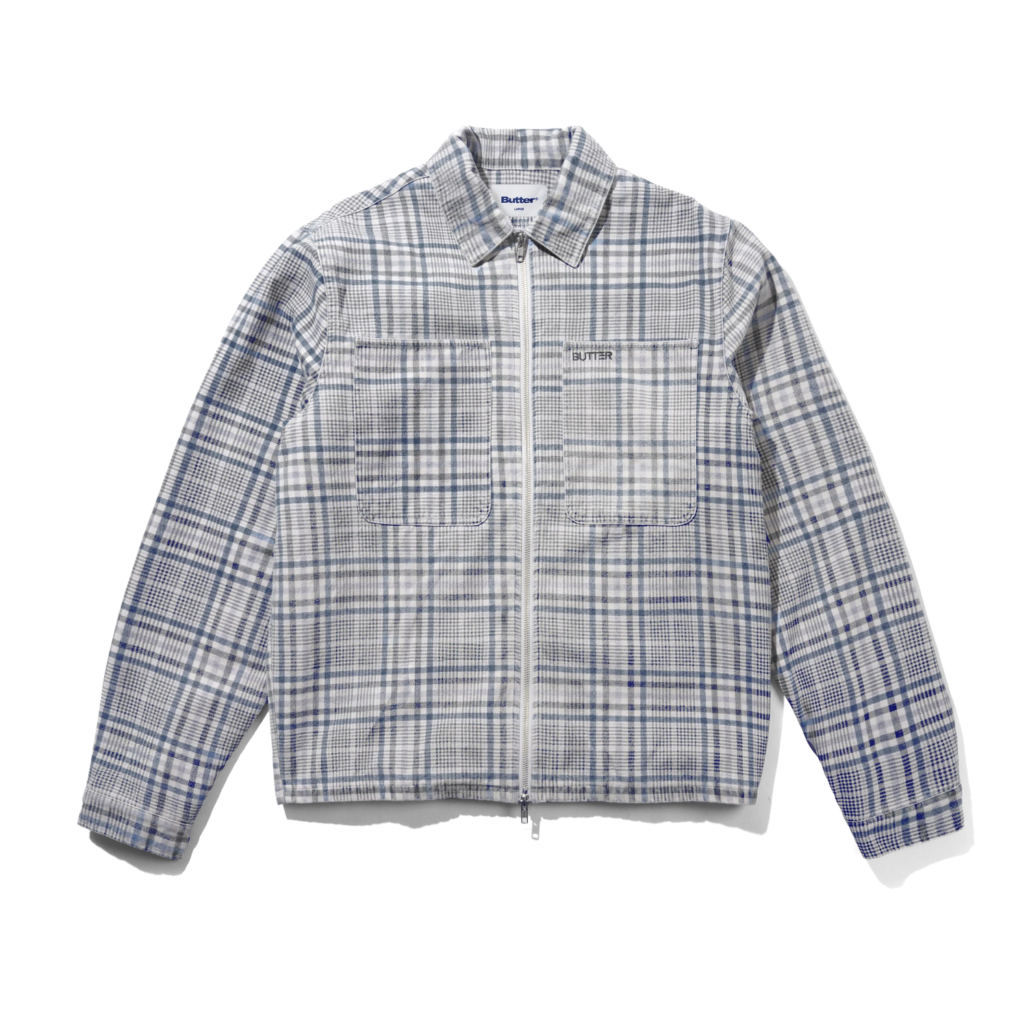 Herringbone Zip Jacket, Washed Plaid