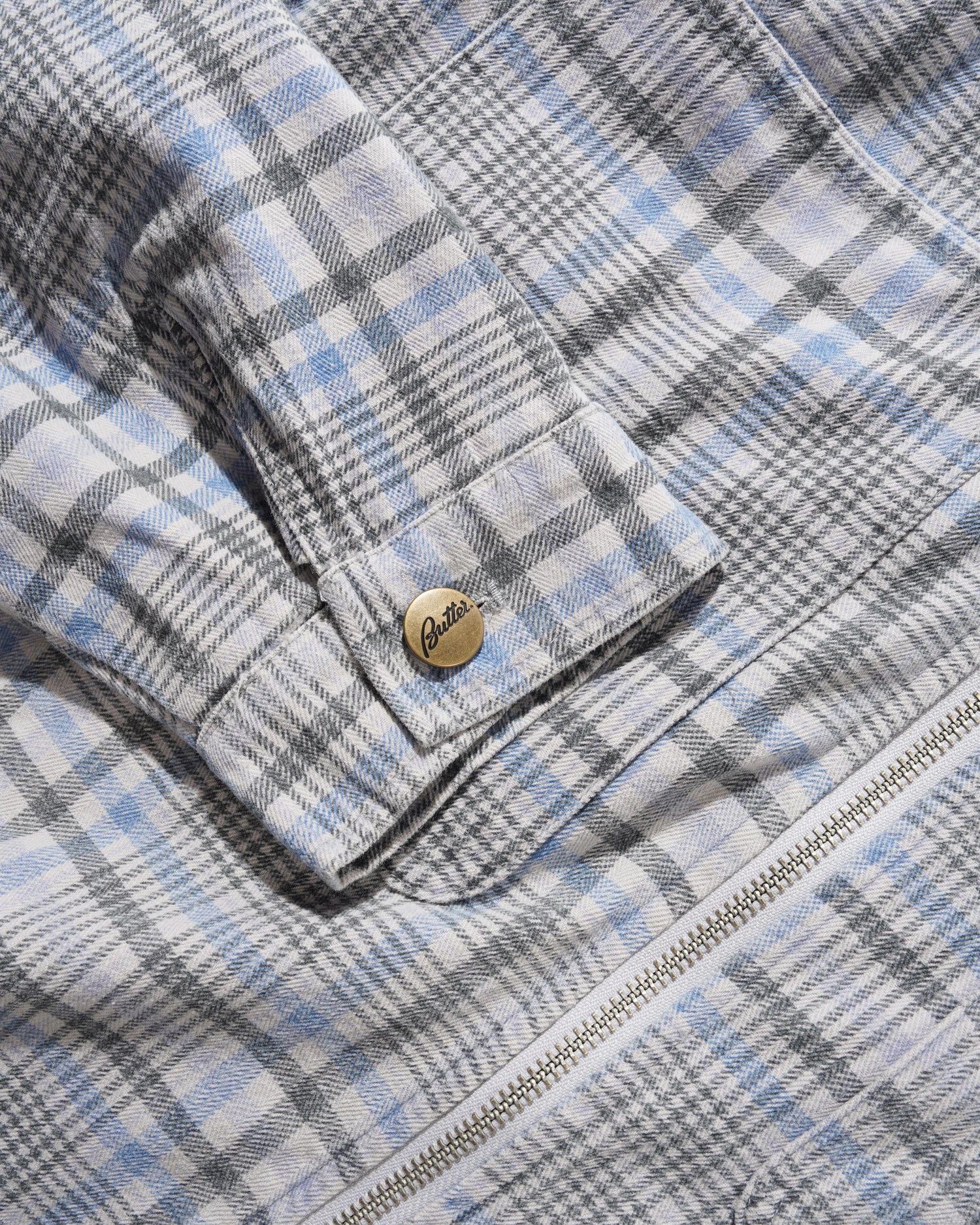 Herringbone Zip Jacket, Washed Plaid