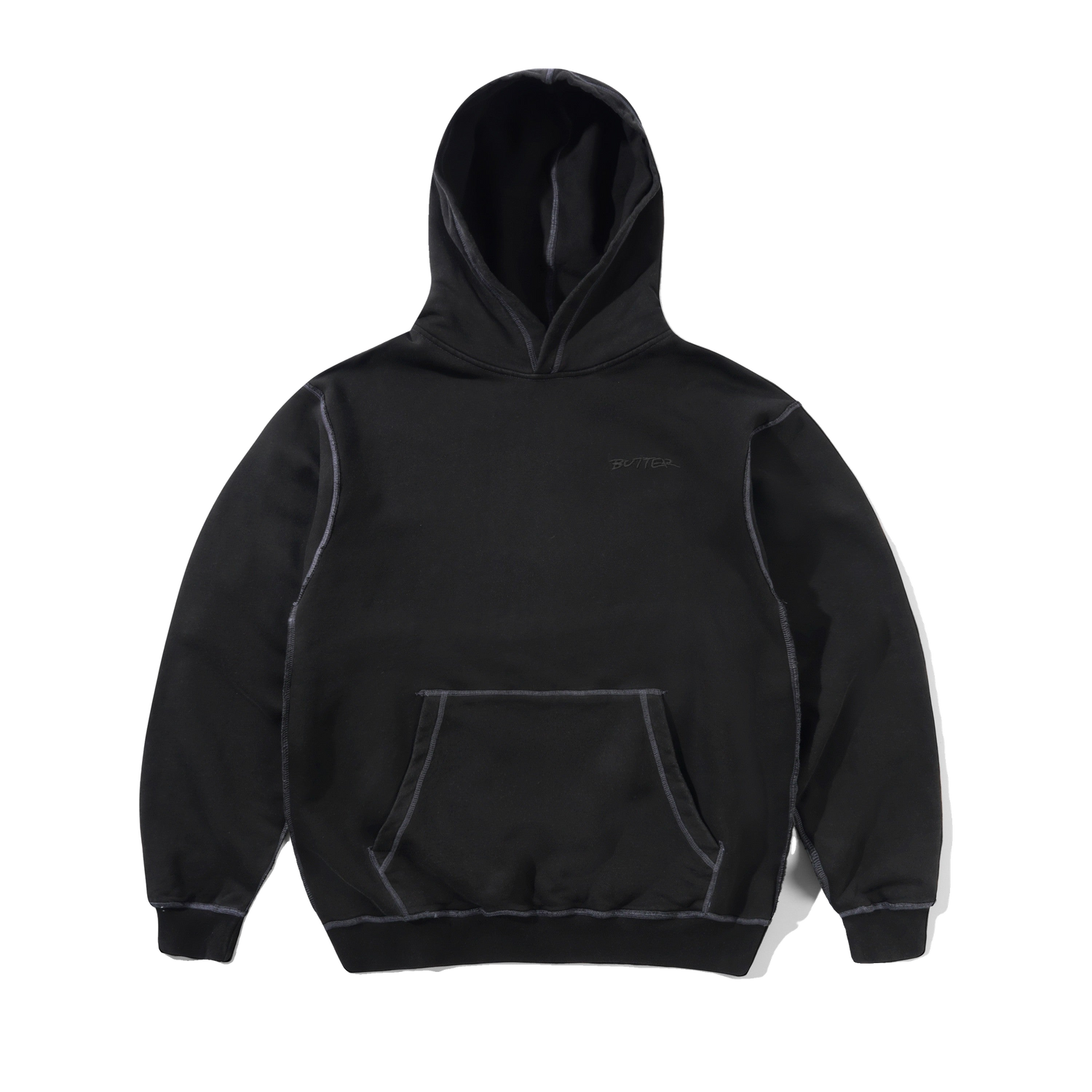 Inside Out Pullover Hood, Washed Black
