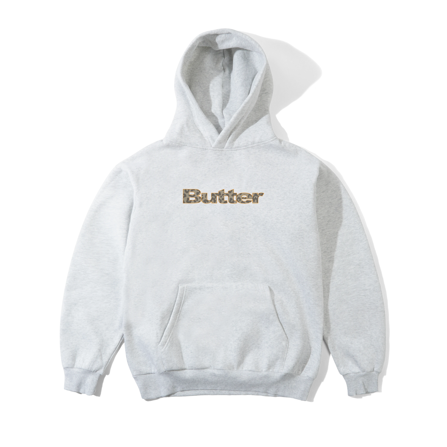 Leopard Print Logo Pullover Hood, Ash