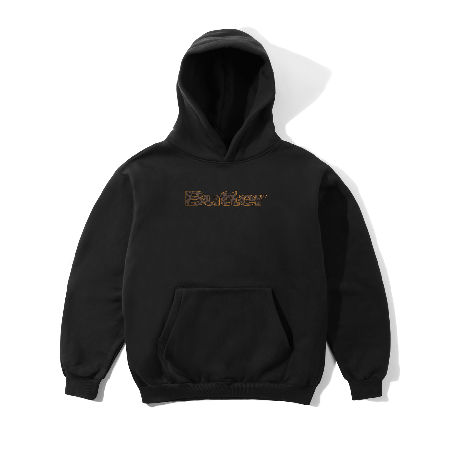 Leopard Print Logo Pullover Hood, Black