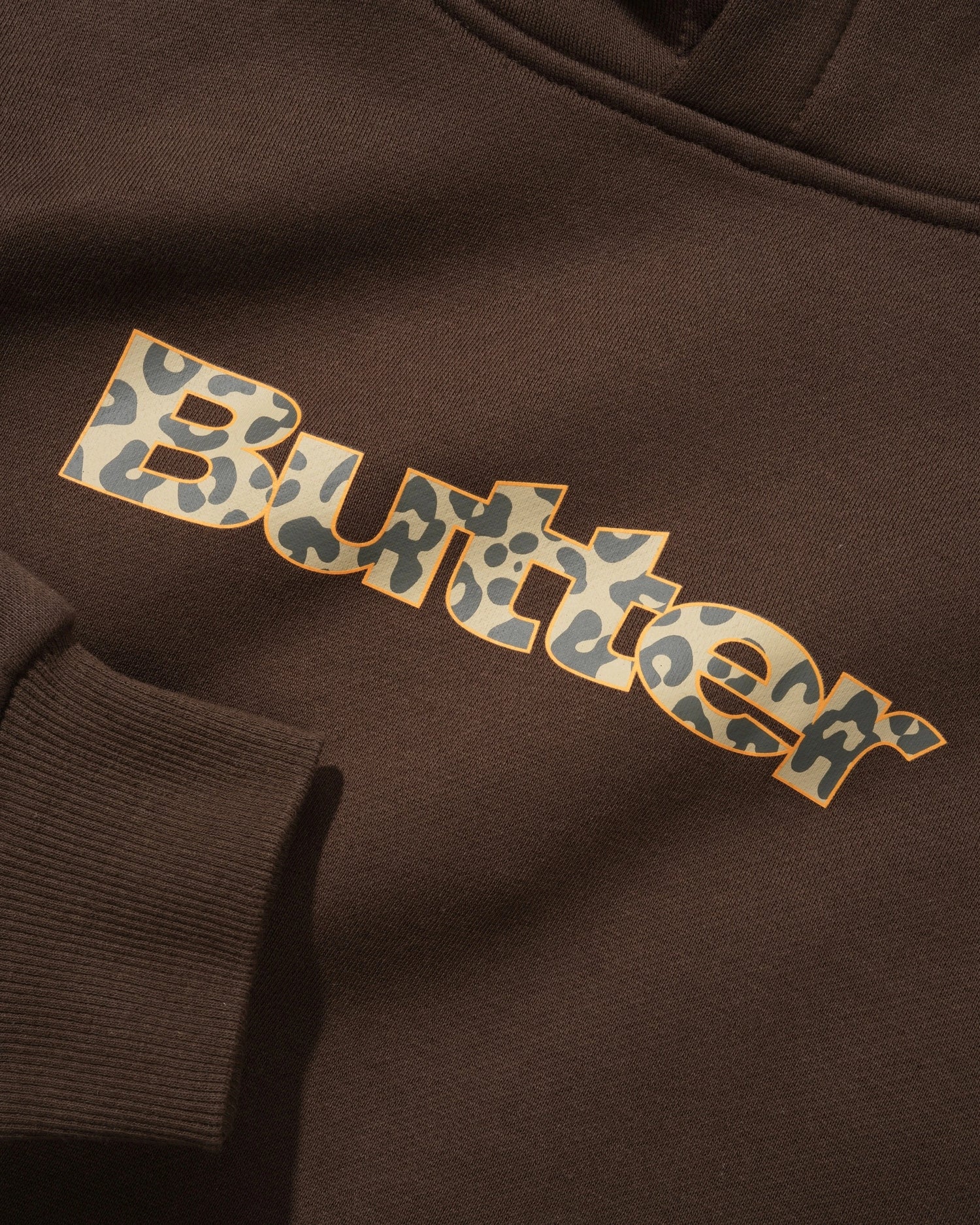 Leopard Print Logo Pullover Hood, Brown