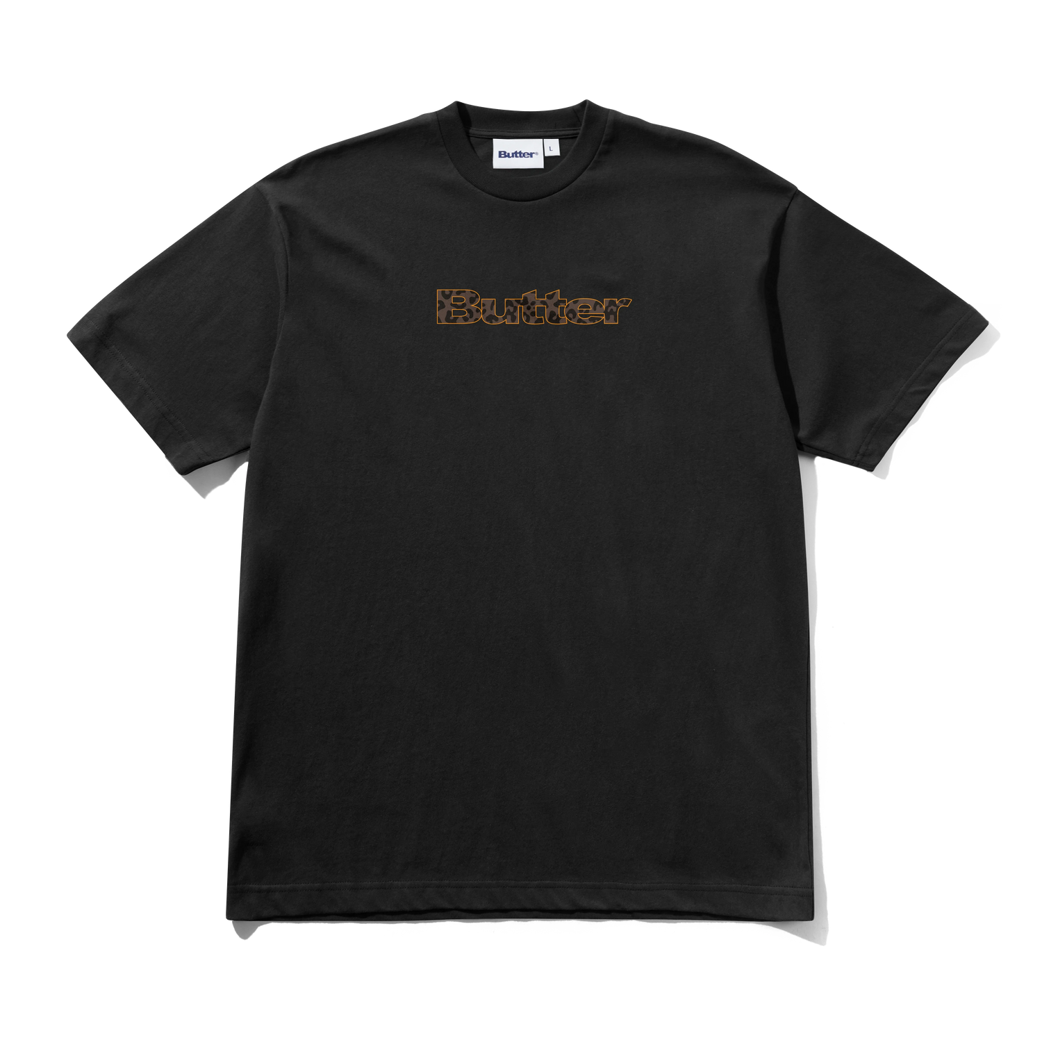 Leopard Print Logo Tee, Black