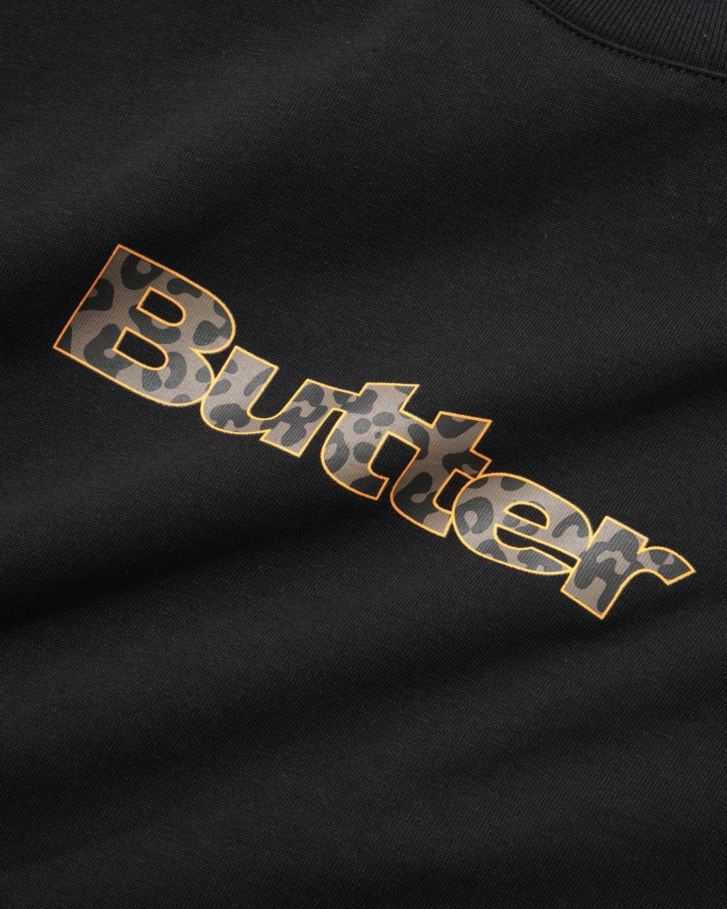 Leopard Print Logo Tee, Black
