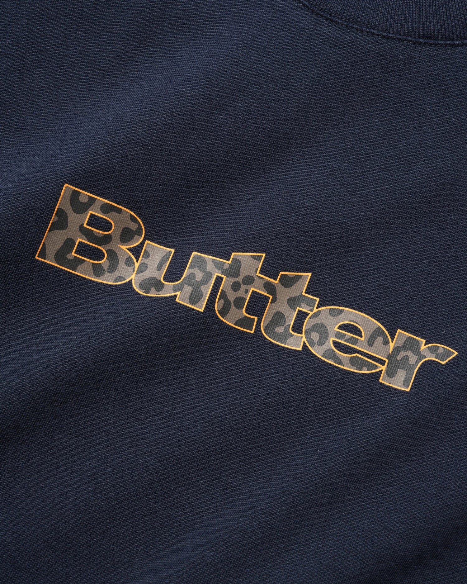 Leopard Print Logo Tee, Navy