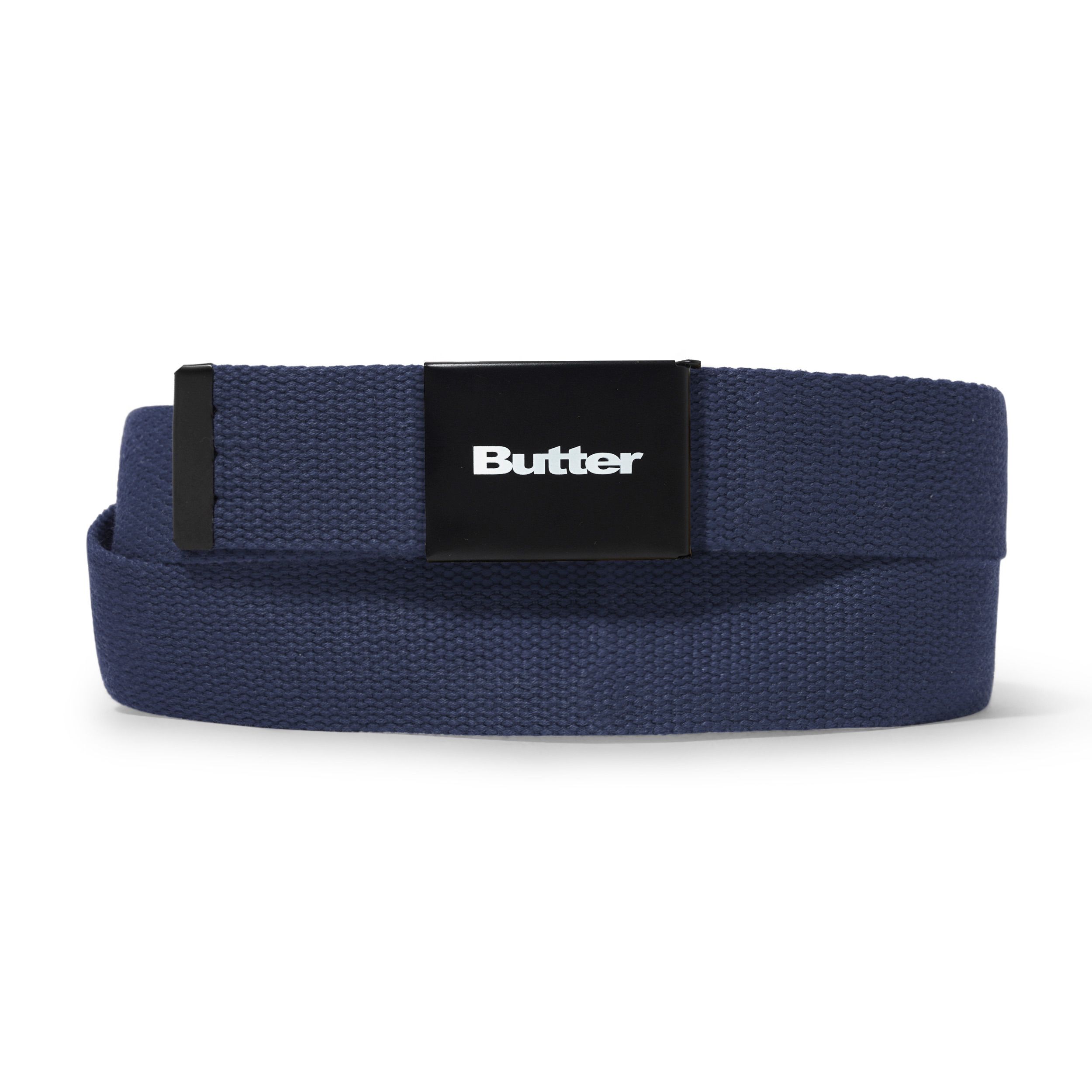 【BUTTER GOODS】 Logo Woven Belt, Navy Butter Goods Braided Belt - Navy | Flatspot