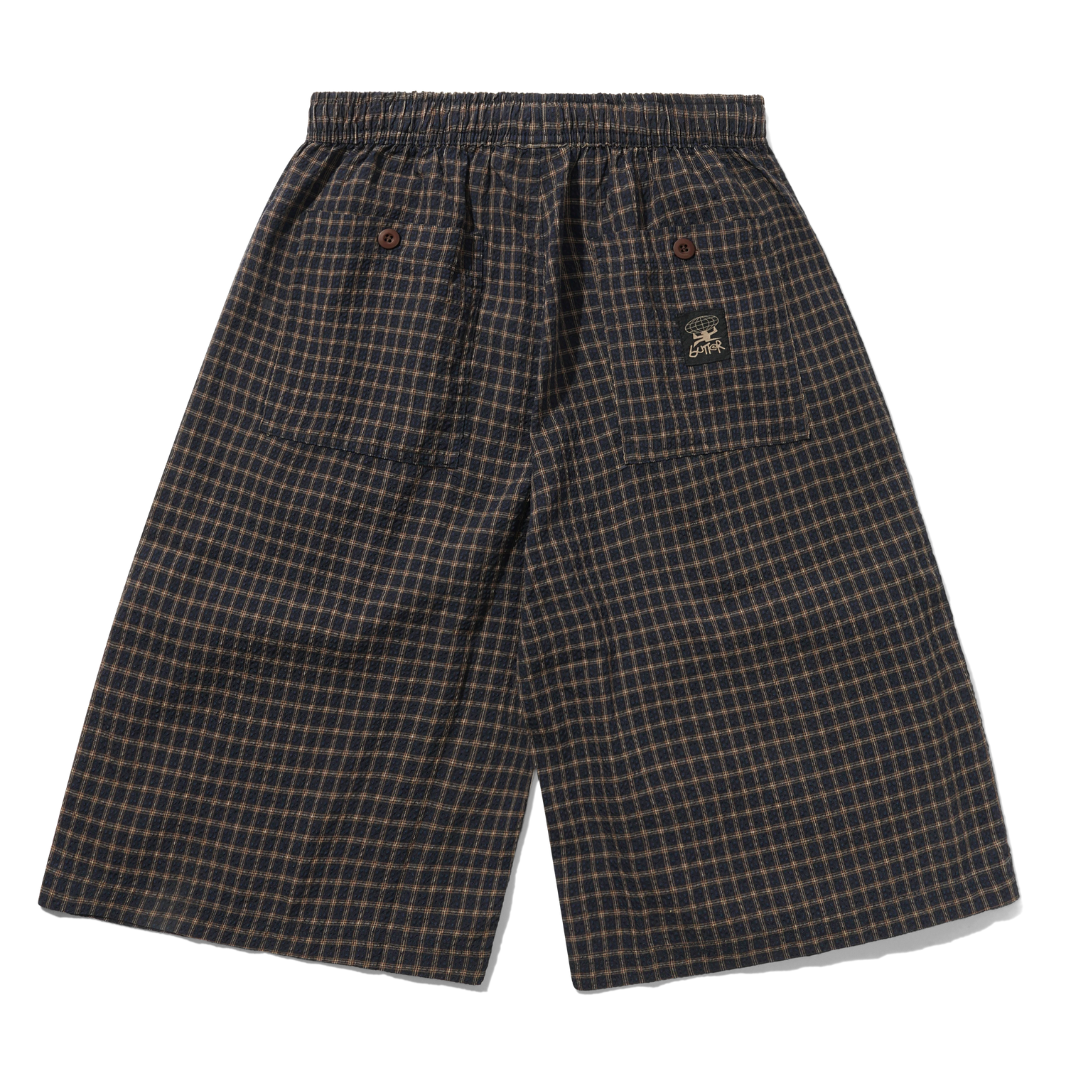 Loose Shorts, Brown Seersucker Plaid