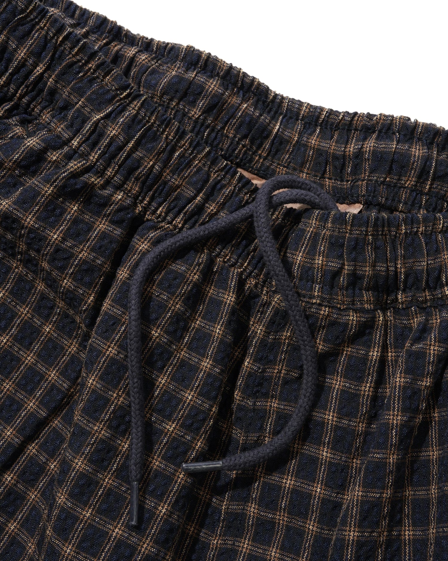 Loose Shorts, Brown Seersucker Plaid
